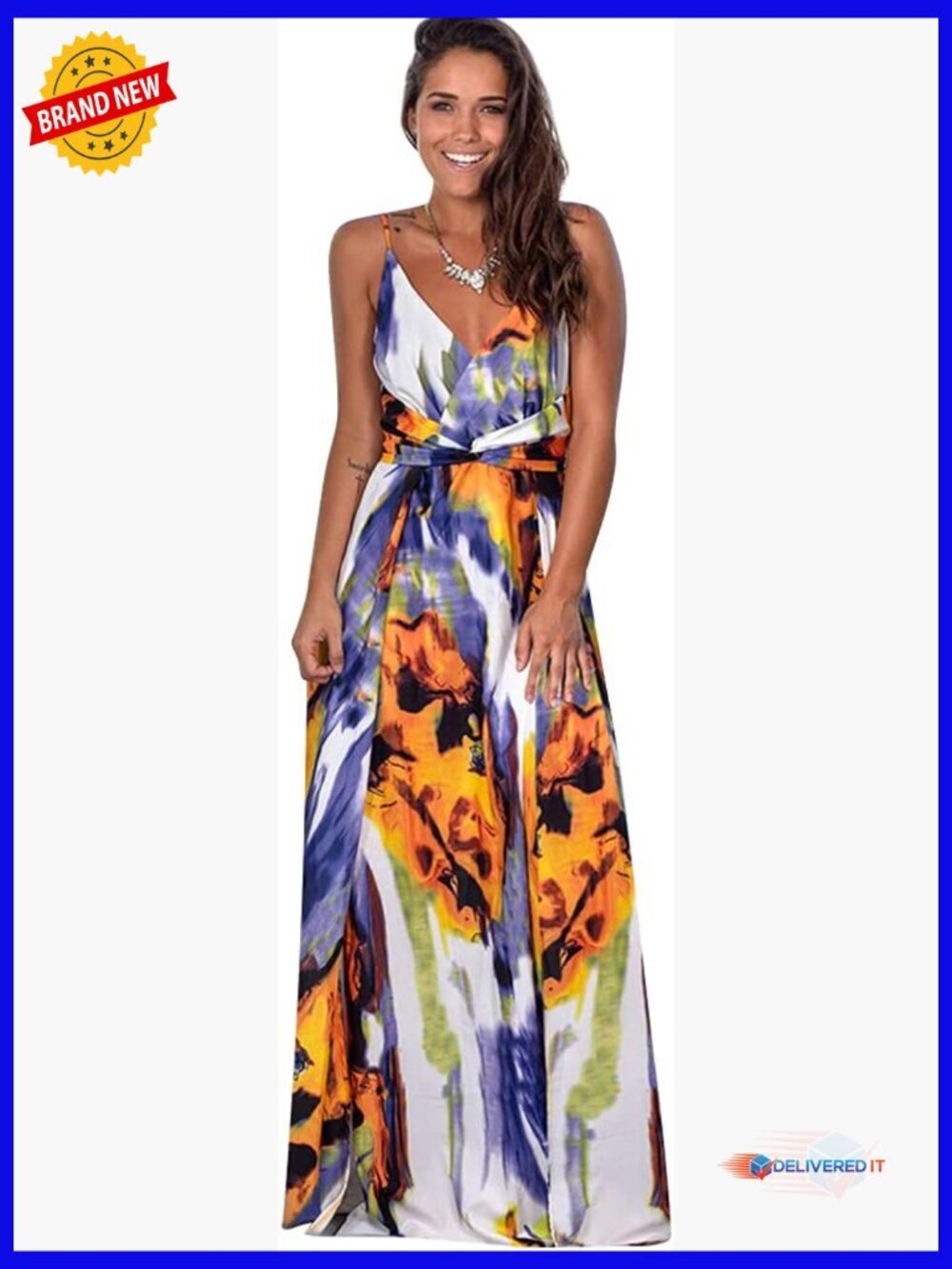 Convertible Wrap Maxi Dress V-Neck Sleeveless Floral Wedding Prom Evening
